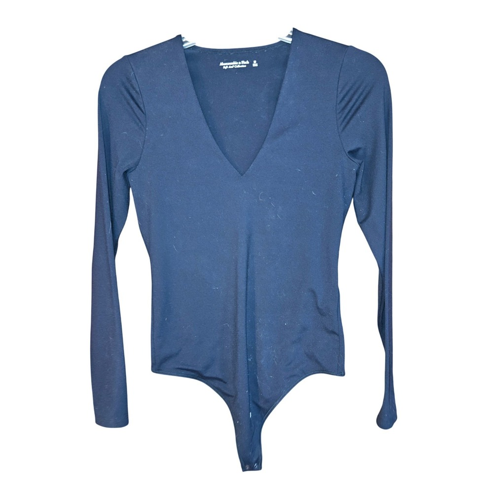 Abercrombie & Fitch Soft A&F Collection Black V-Neck Long Sleeve Bodysuit Medium